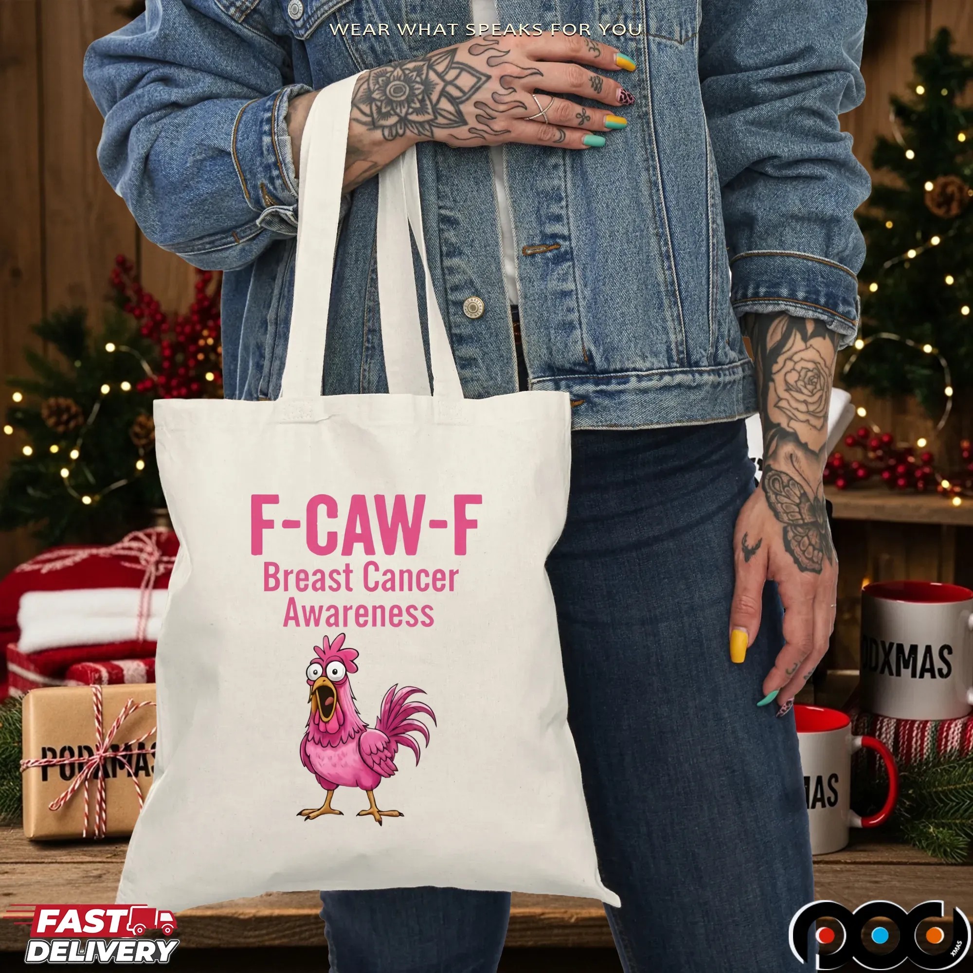 F Caw F Cancer, Breast Cancer Awareness Chicken Sublimation File Pink Ribbon Fighter ,F-Caw-F Shirt,In October We Wear Pink T Shirt