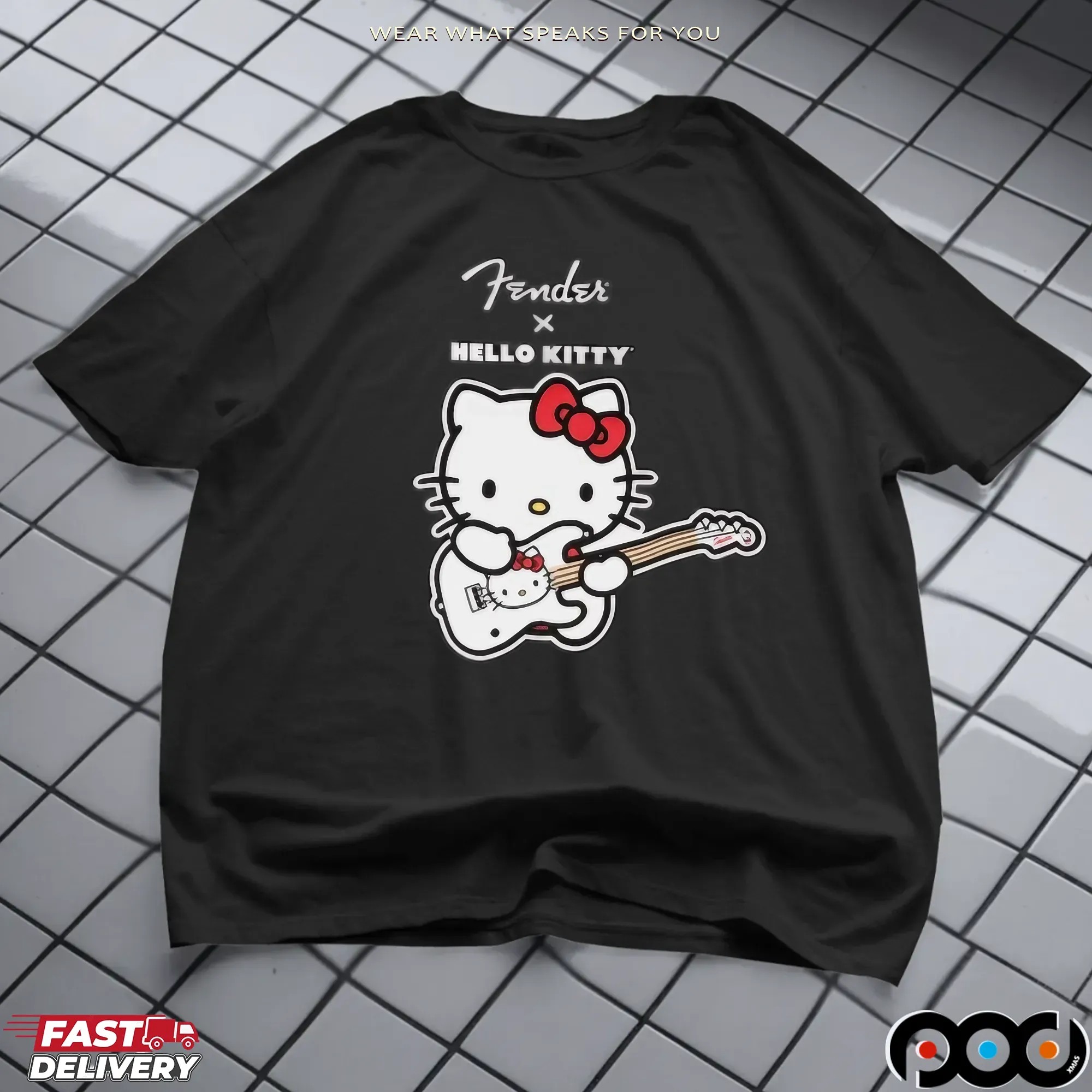 Fender x Hello Kitty Guitar Mashup T Shirt