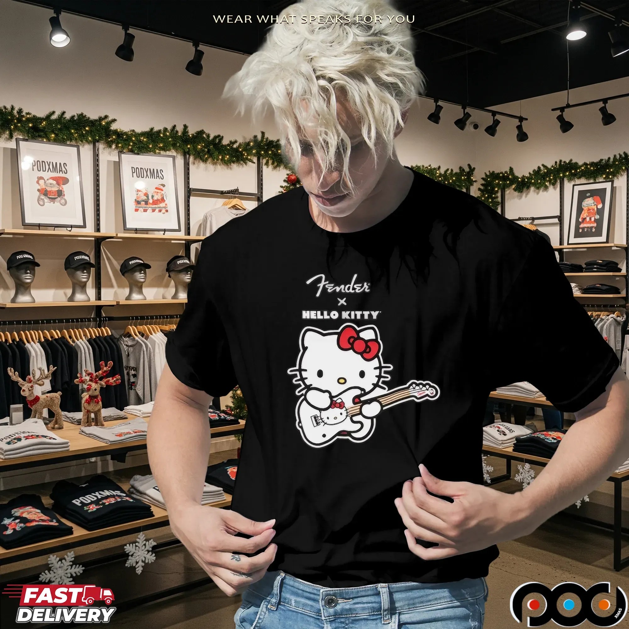 Fender x Hello Kitty Guitar Mashup T Shirt