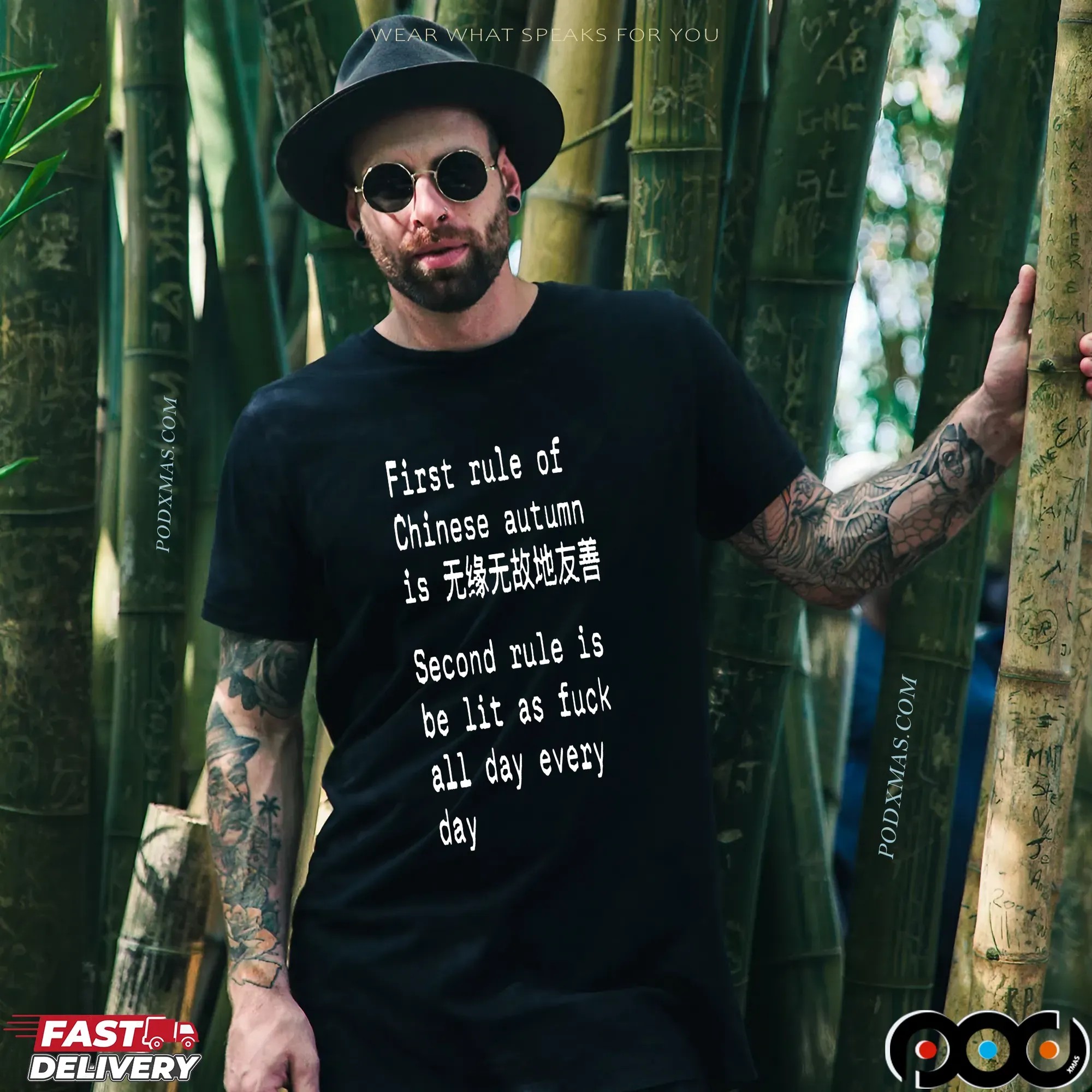 First Rule Of Chinese Autumn Is Being Kind Without Any Reason Second Rule Is Be Lit As Fuck All Day Every Day Chinese Autumn T Shirt