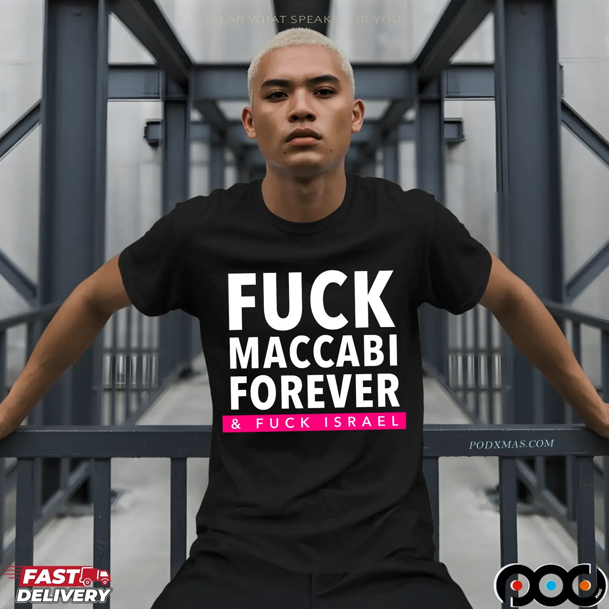 Fuck Maccabi Forever And Fuck Israel Bold Text T Shirt