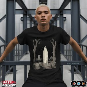 Ghost in Cemetery Halloween Graphic T Shirt