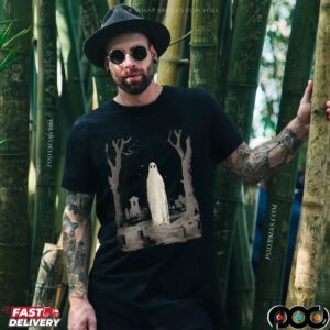 Ghost in Cemetery Halloween Graphic T Shirt