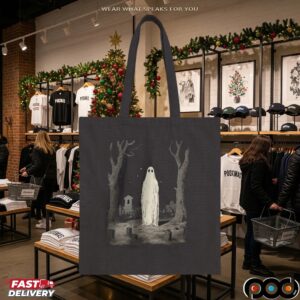 Ghost in Cemetery Halloween Graphic T Shirt