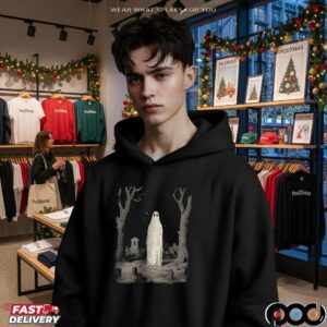Ghost in Cemetery Halloween Graphic T Shirt