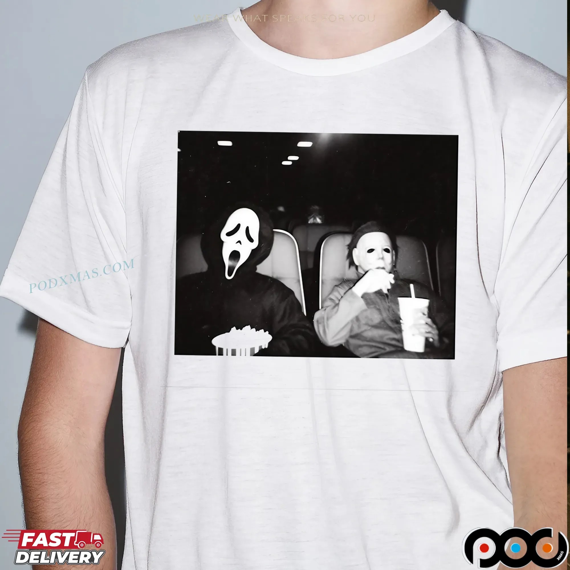 Ghostface and Michael Myers Horror Movie Night Halloween Meme T Shirt