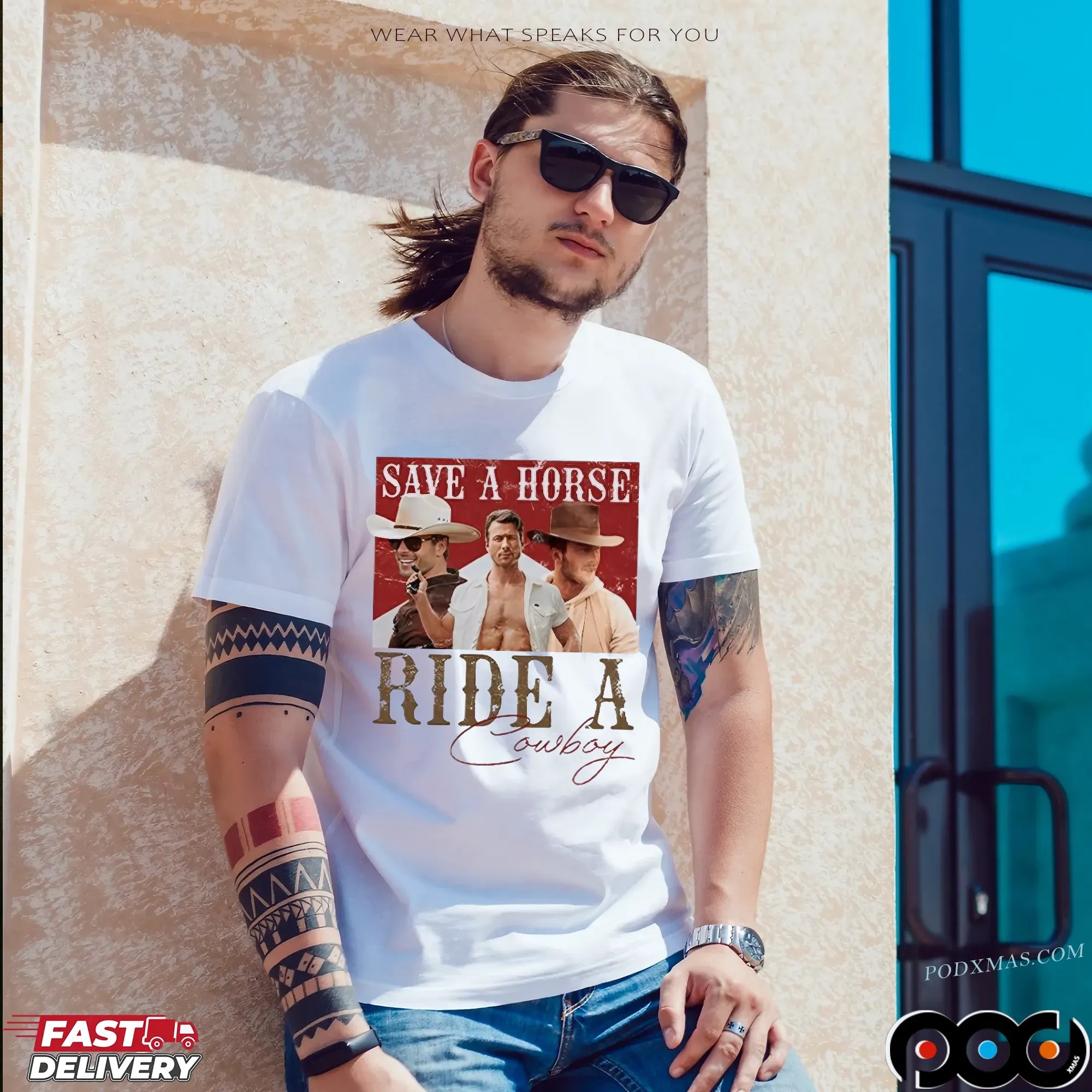 Glen Powell Save A Horse Ride A Cowboy Marlboro T Shirt