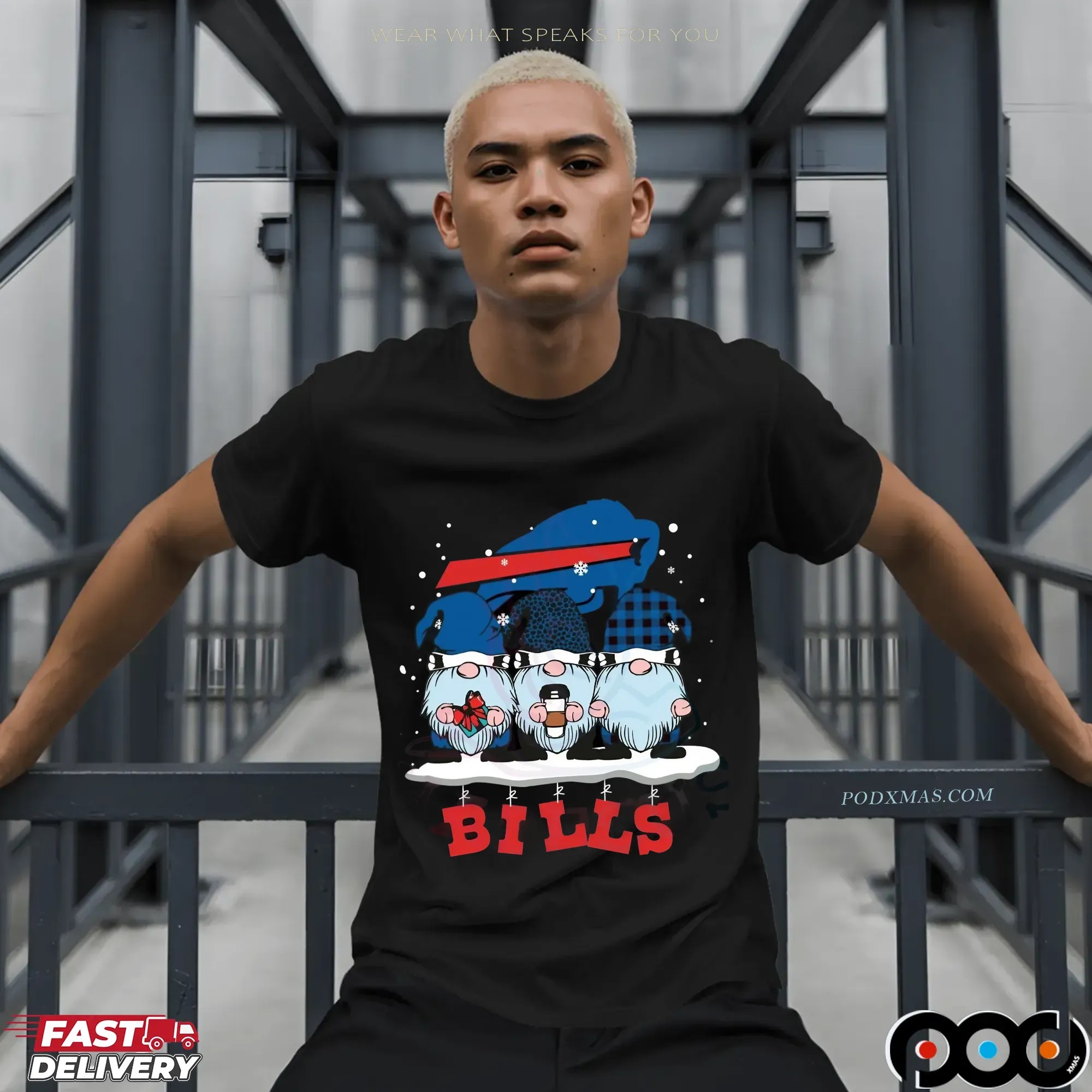 Gnomes Buffalo Bills Christmas Holiday NFL Football Fan Mashup T Shirt