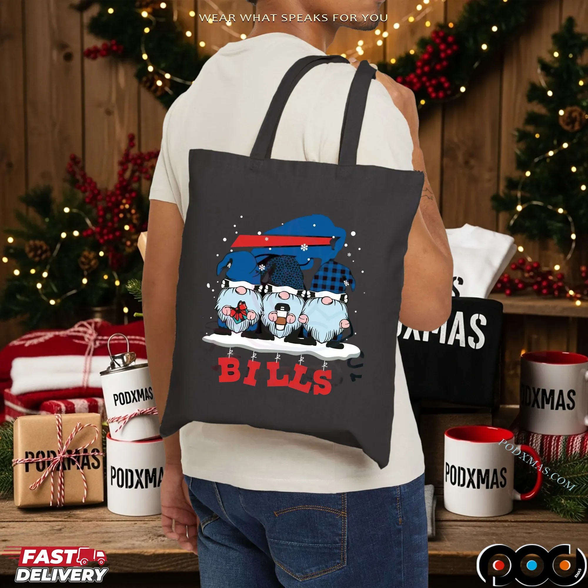 Gnomes Buffalo Bills Christmas Holiday NFL Football Fan Mashup T Shirt