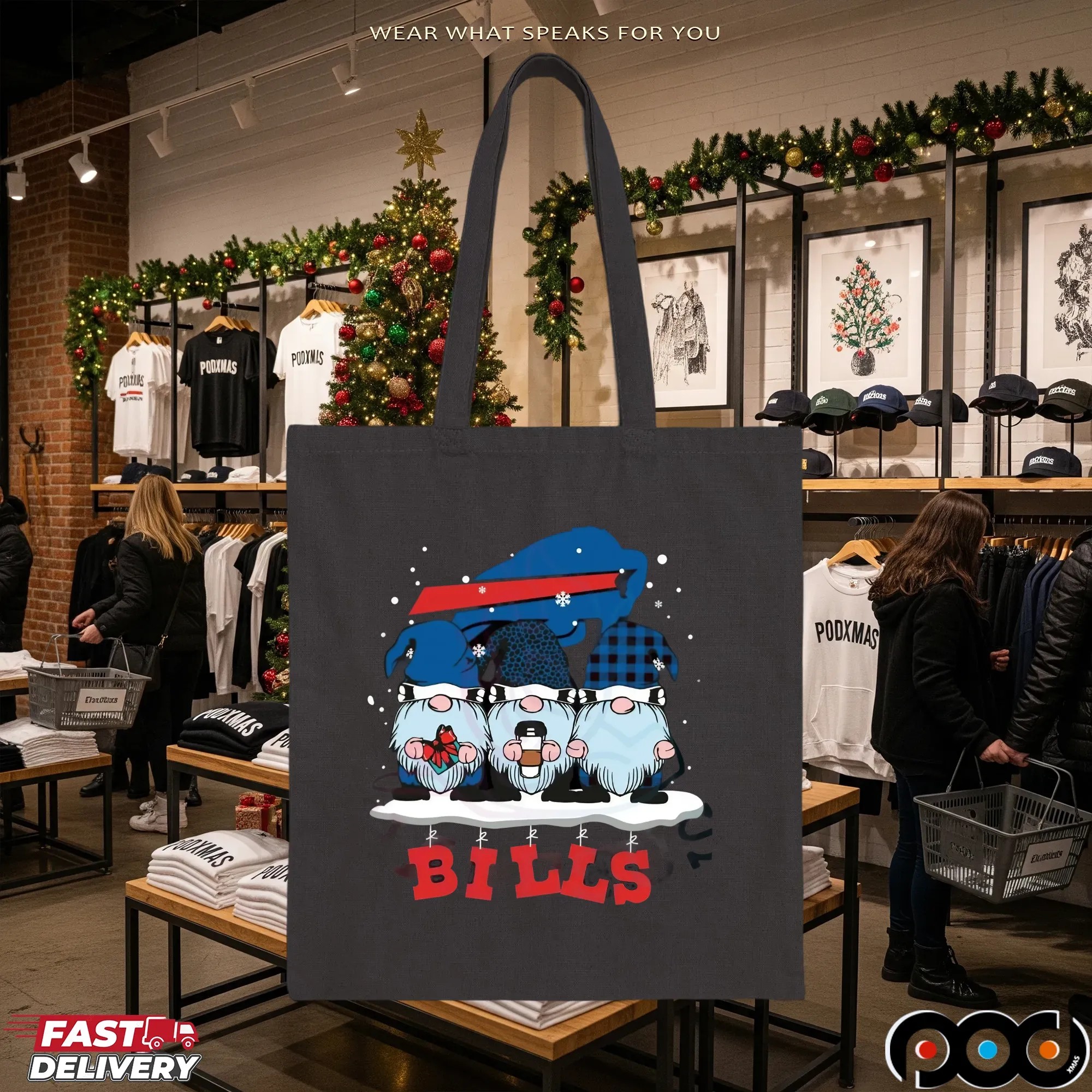 Gnomes Buffalo Bills Christmas Holiday NFL Football Fan Mashup T Shirt