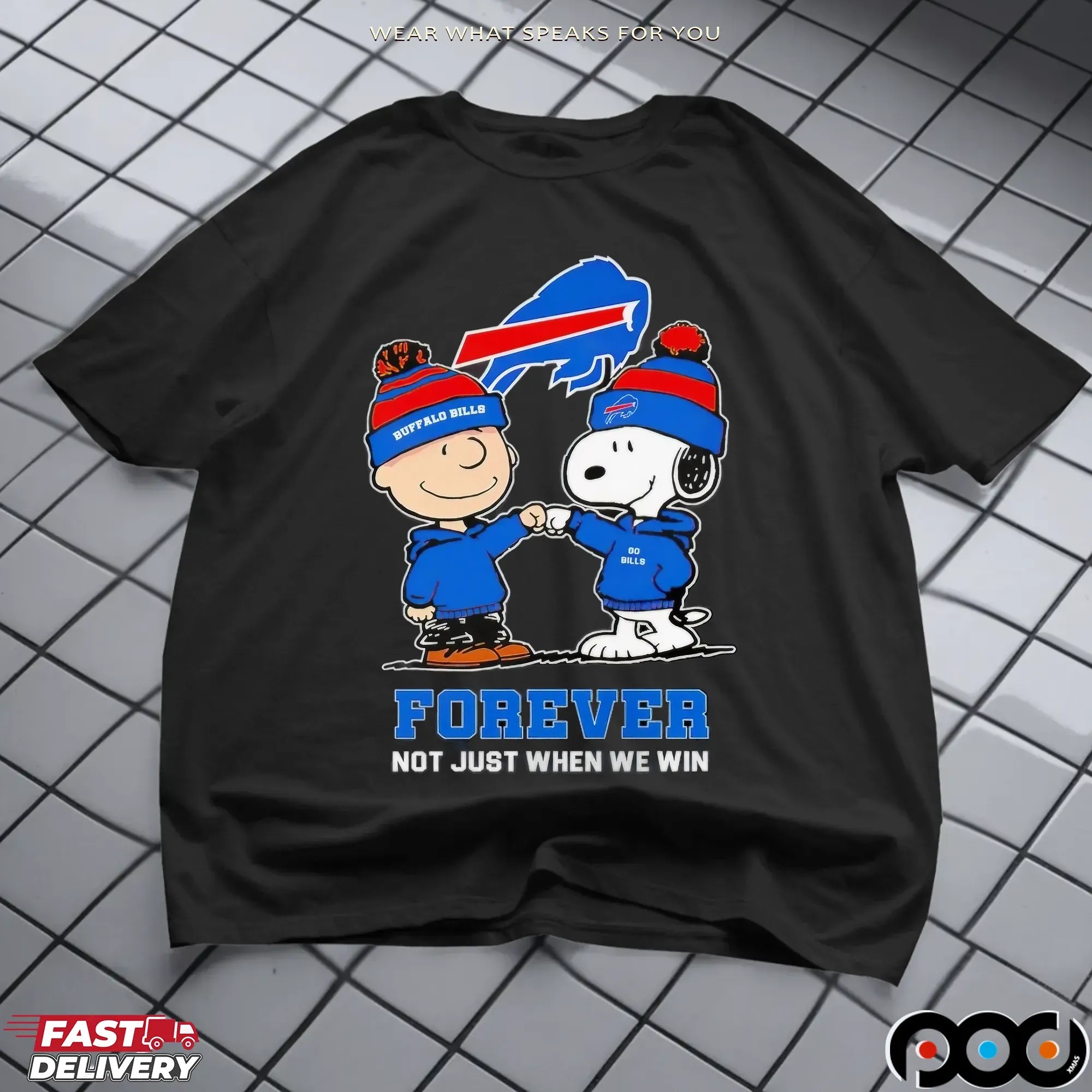 Go Bills Snoopy And Charlie Brown Buffalo Bills Fans Forever Not Just When We Win T Shirt