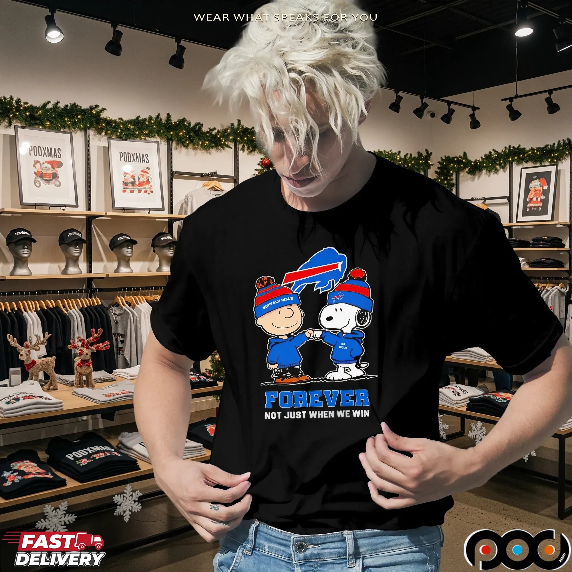 Go Bills Snoopy And Charlie Brown Buffalo Bills Fans Forever Not Just When We Win T Shirt