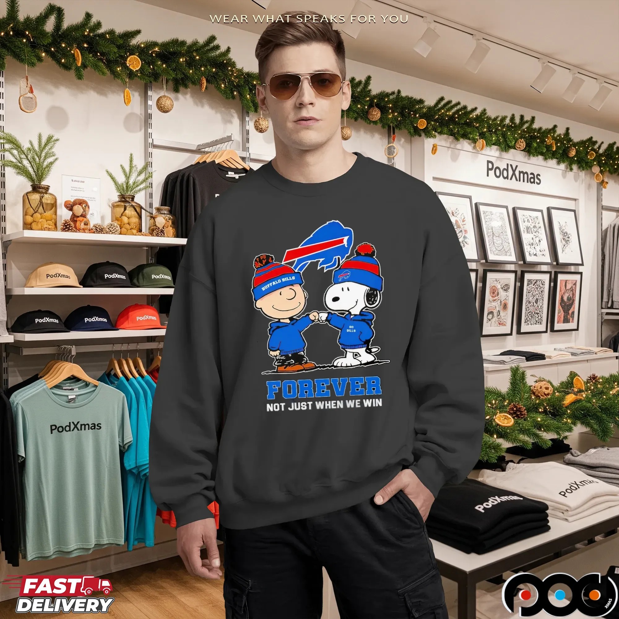 Go Bills Snoopy And Charlie Brown Buffalo Bills Fans Forever Not Just When We Win T Shirt