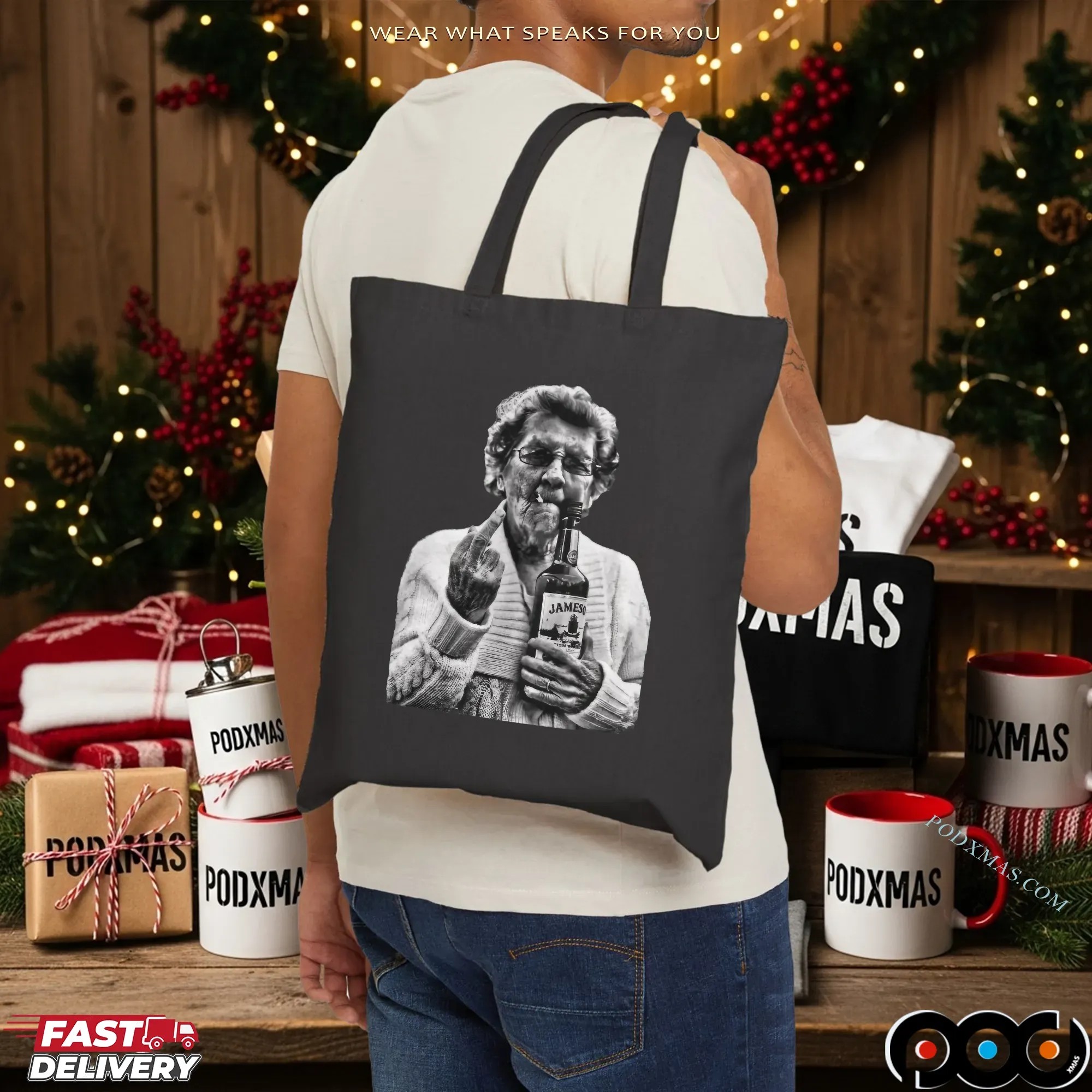 Granny Middle Finger Holding a Jameson Whiskey T Shirt