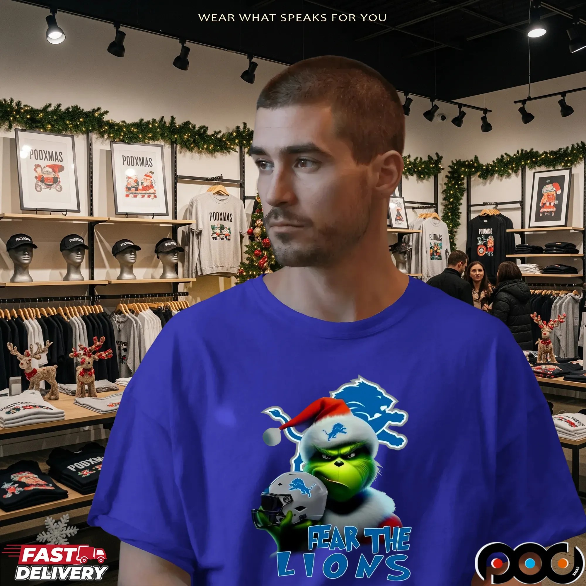 Grinch Fear The Lions Detroit Lions Football Christmas T Shirt