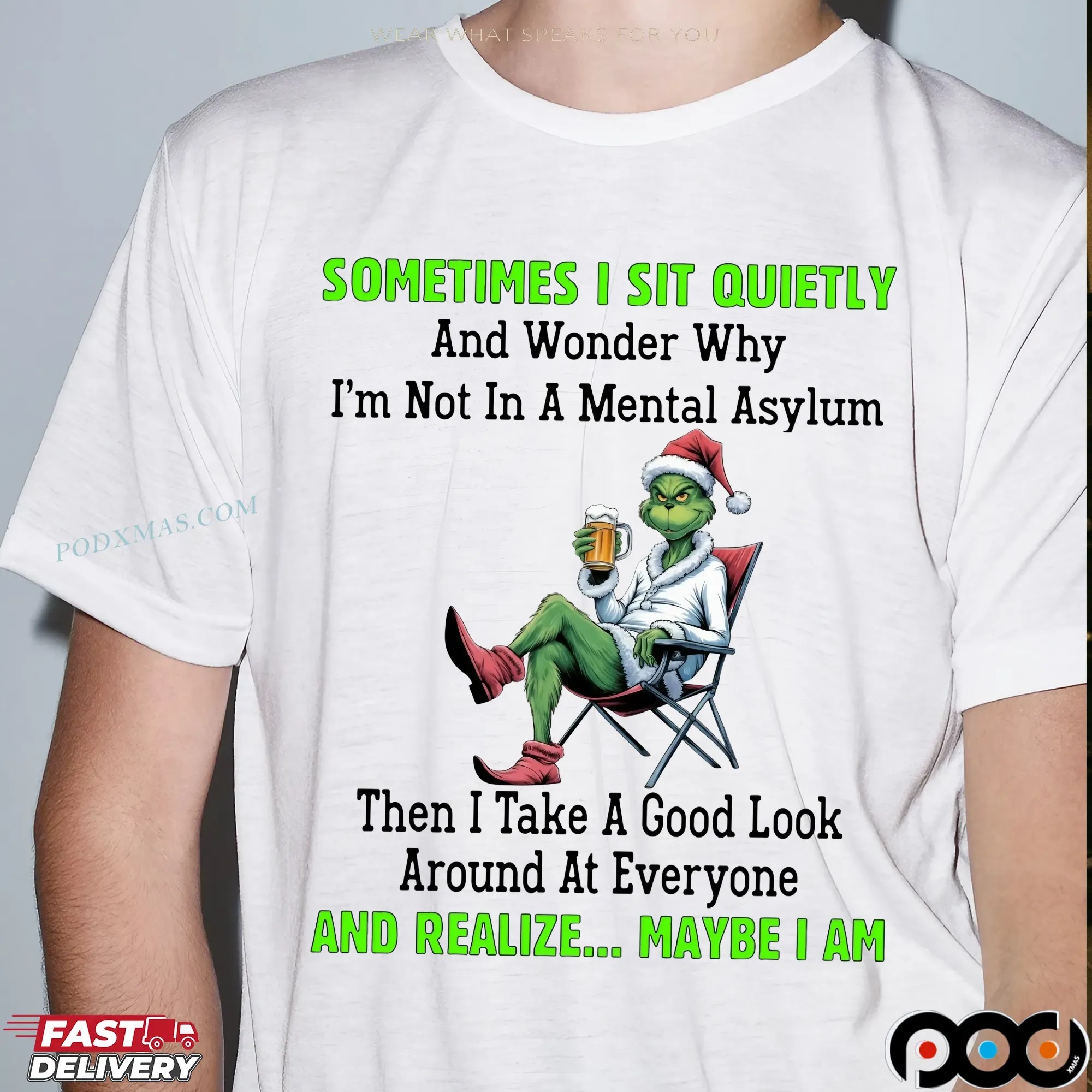 Grinch Sometimes I Sit Quietly And Wonder Why I'm Not In A Mental Asylum Merry Christmas T Shirt
