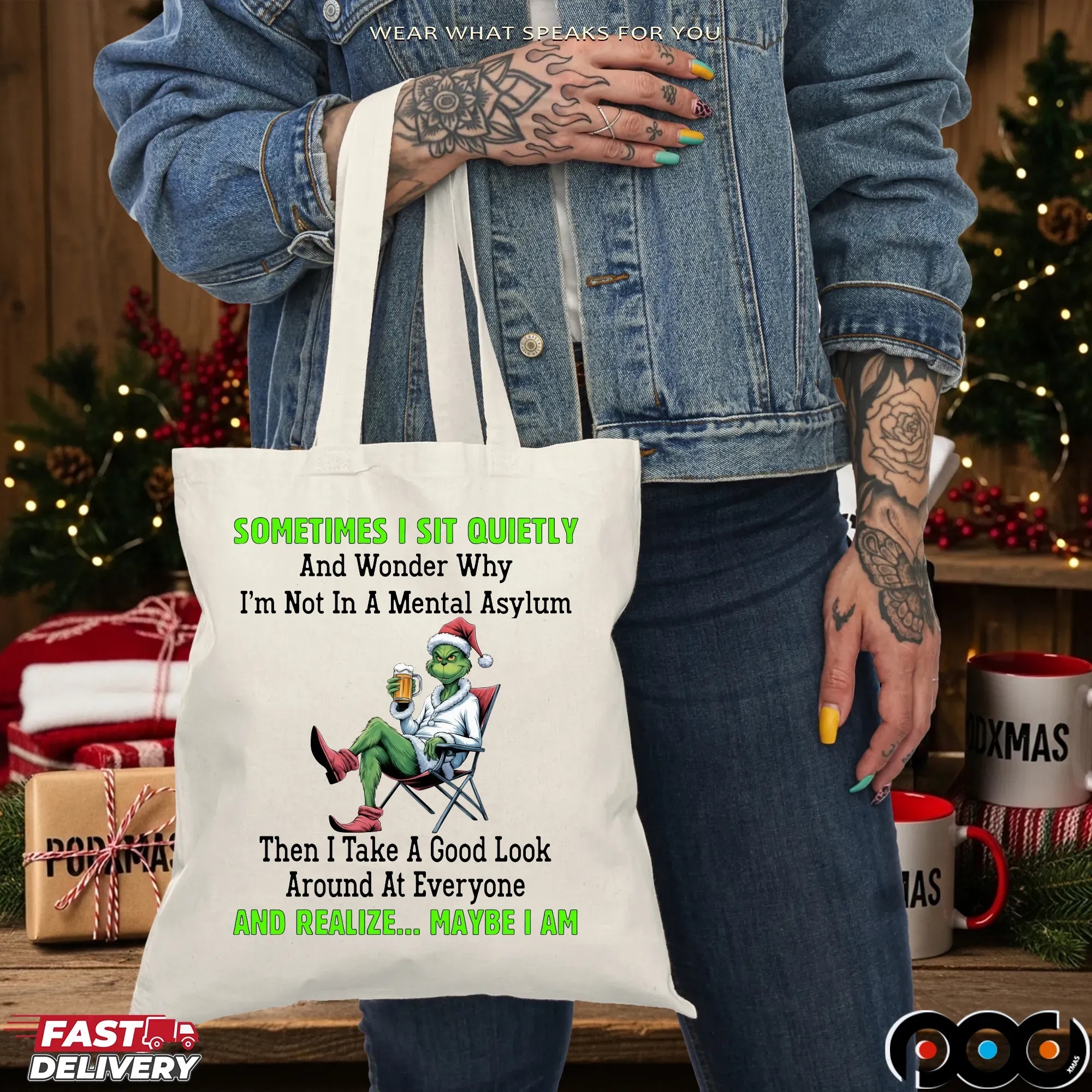 Grinch Sometimes I Sit Quietly And Wonder Why I'm Not In A Mental Asylum Merry Christmas T Shirt
