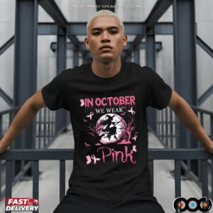 Halloween Pink Coquette Cancer, Breast Cancer Awareness Shirt, Halloween Breast Cancer Support T-Shirt, Hocus Pocus Tee