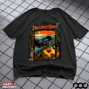Halloweentown Black Cat Haunted Pumpkin House Brooms T Shirt