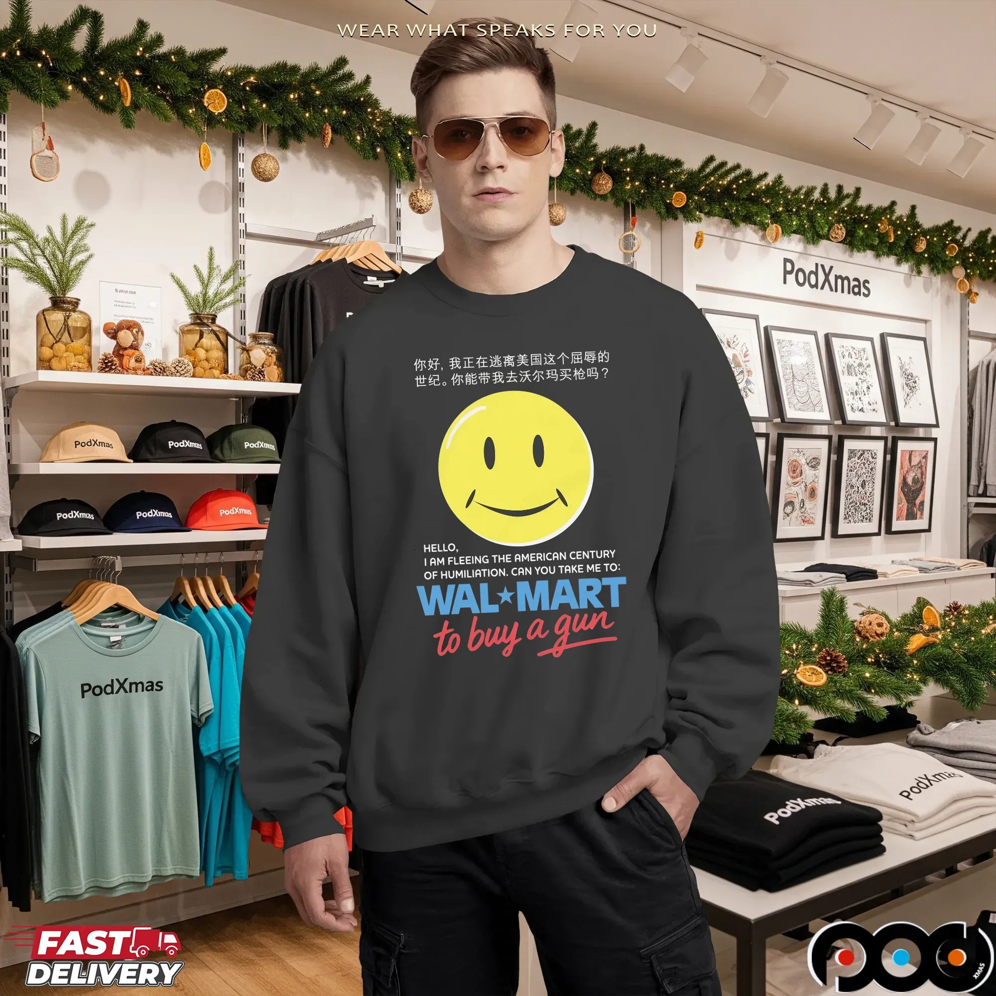 Hello, I Am Fleeing The American Century Of Humiliation. Can You Take Me To Walmart Store To Buy A Gun T Shirt