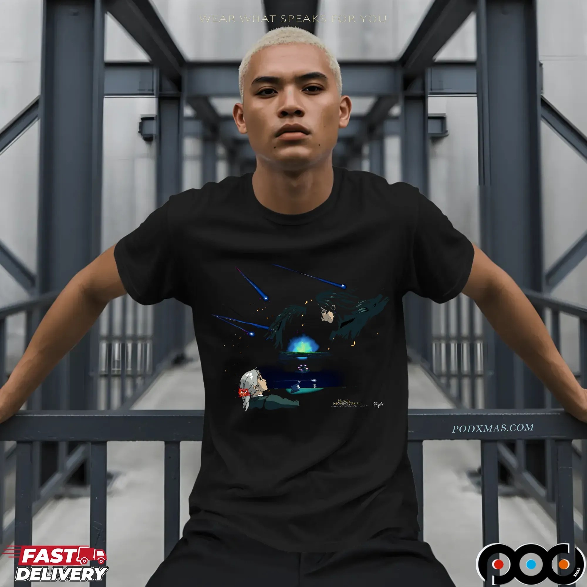 Howl’s Moving Castle Starfall Sophie And Howl Magical Night Sky 2dfantasy Graphic T Shirt