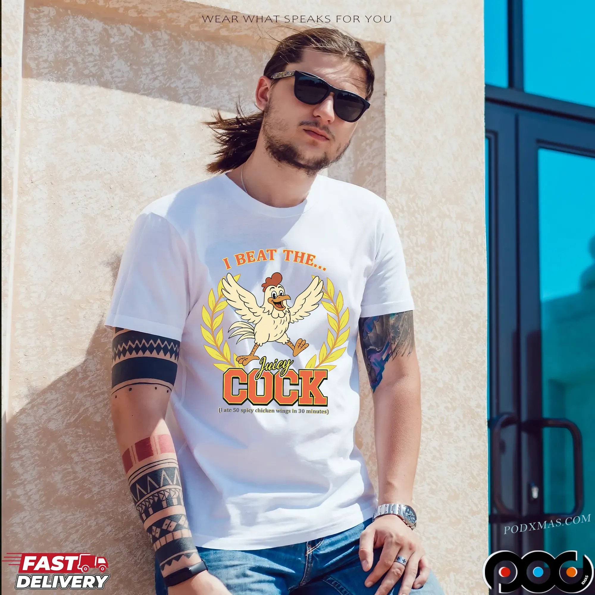 I Beat The Juicy Cock I Ate 50 Spicy Chicken Wings In 30 Minutes Graphic T Shirt