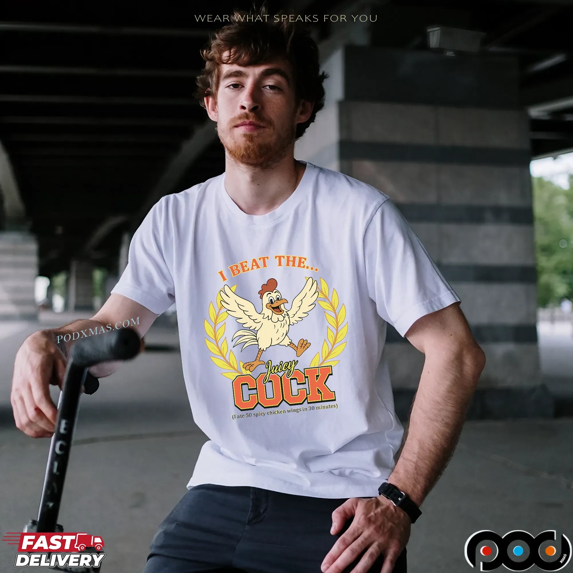 I Beat The Juicy Cock I Ate 50 Spicy Chicken Wings In 30 Minutes Graphic T Shirt