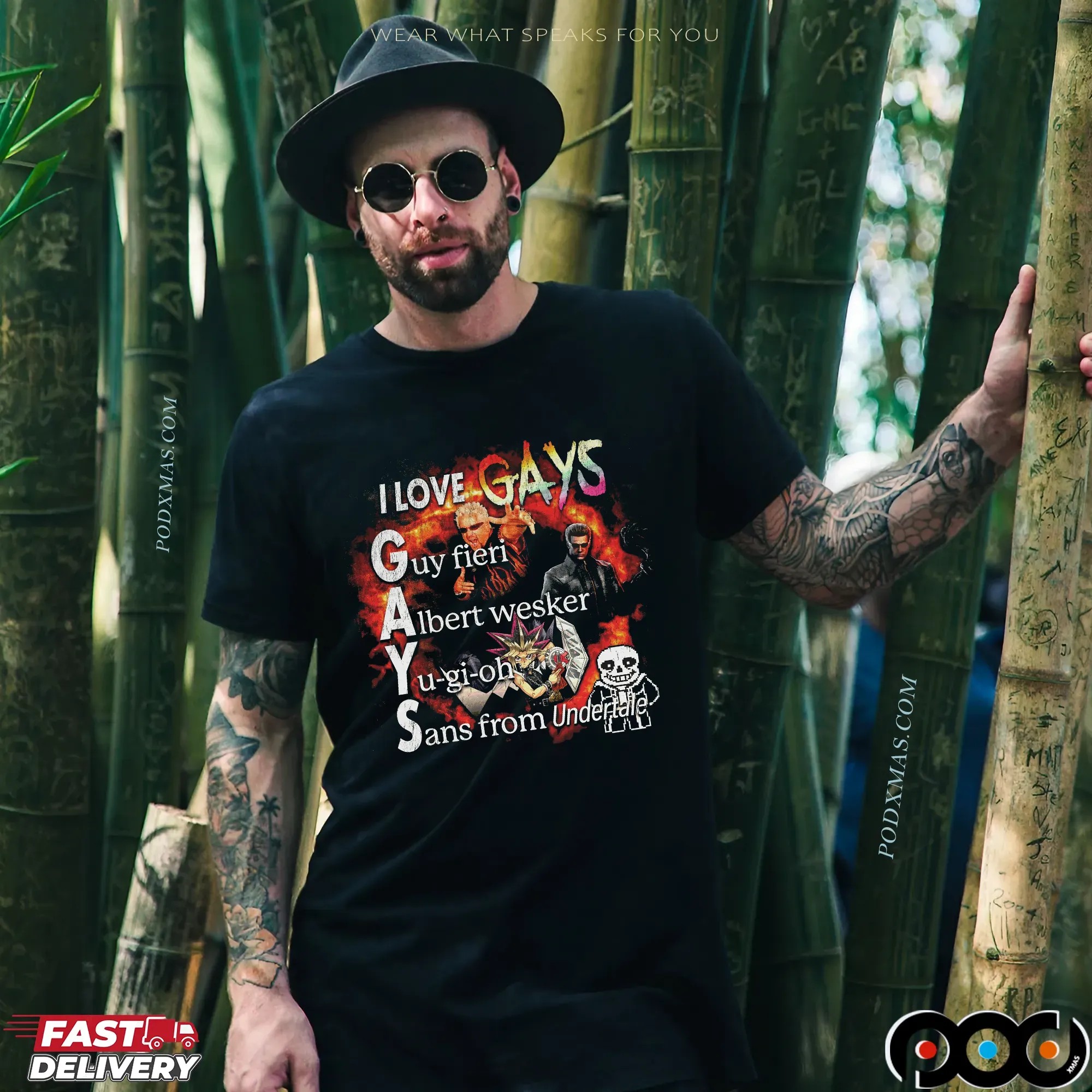I LOVE GAYS Guy Fieri Albert Wesker Yu-gi-oh Sans From Undertale LGBT T Shirt