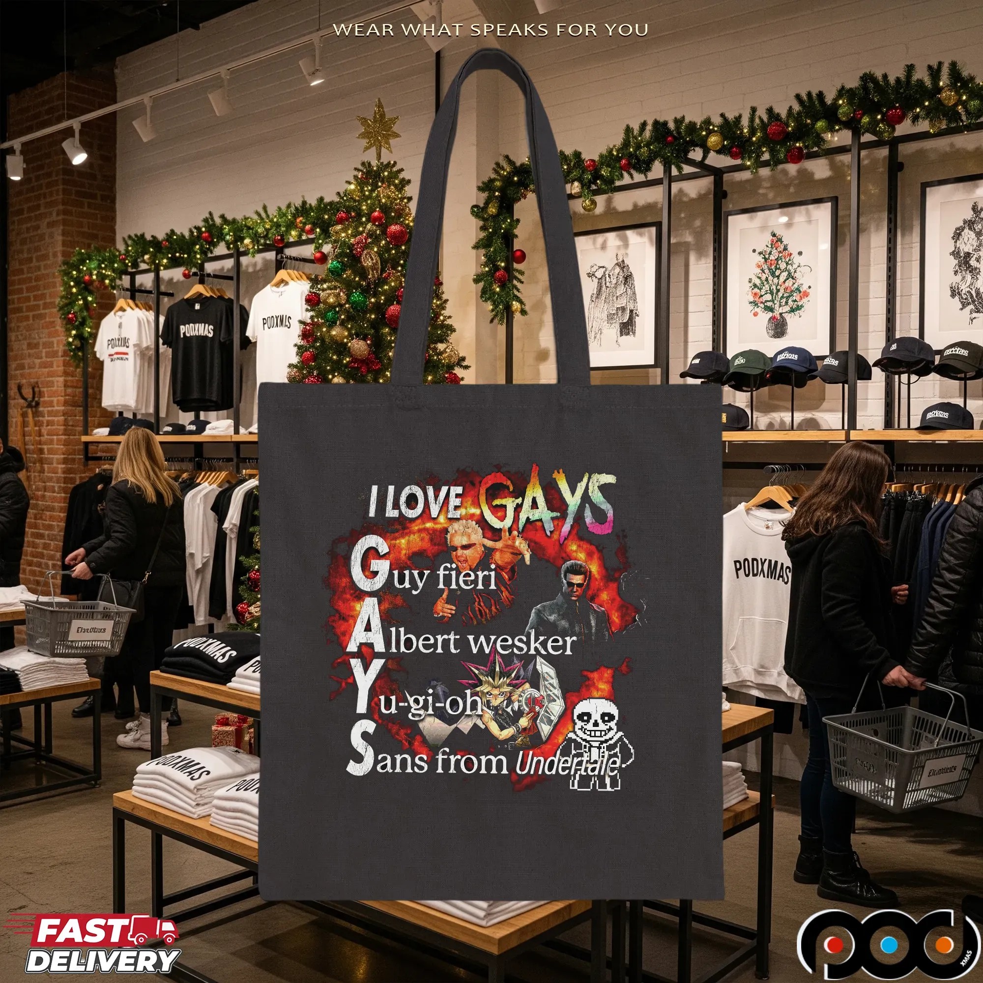 I LOVE GAYS Guy Fieri Albert Wesker Yu-gi-oh Sans From Undertale LGBT T Shirt
