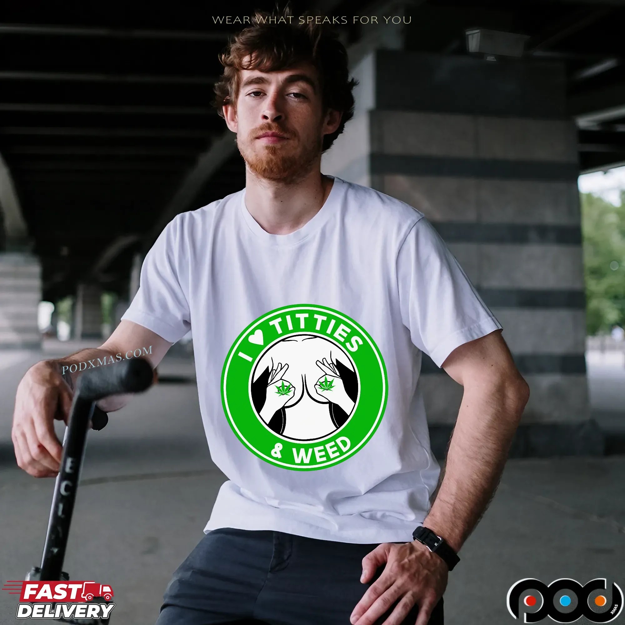 I Love Titties & Weed Logo T Shirt