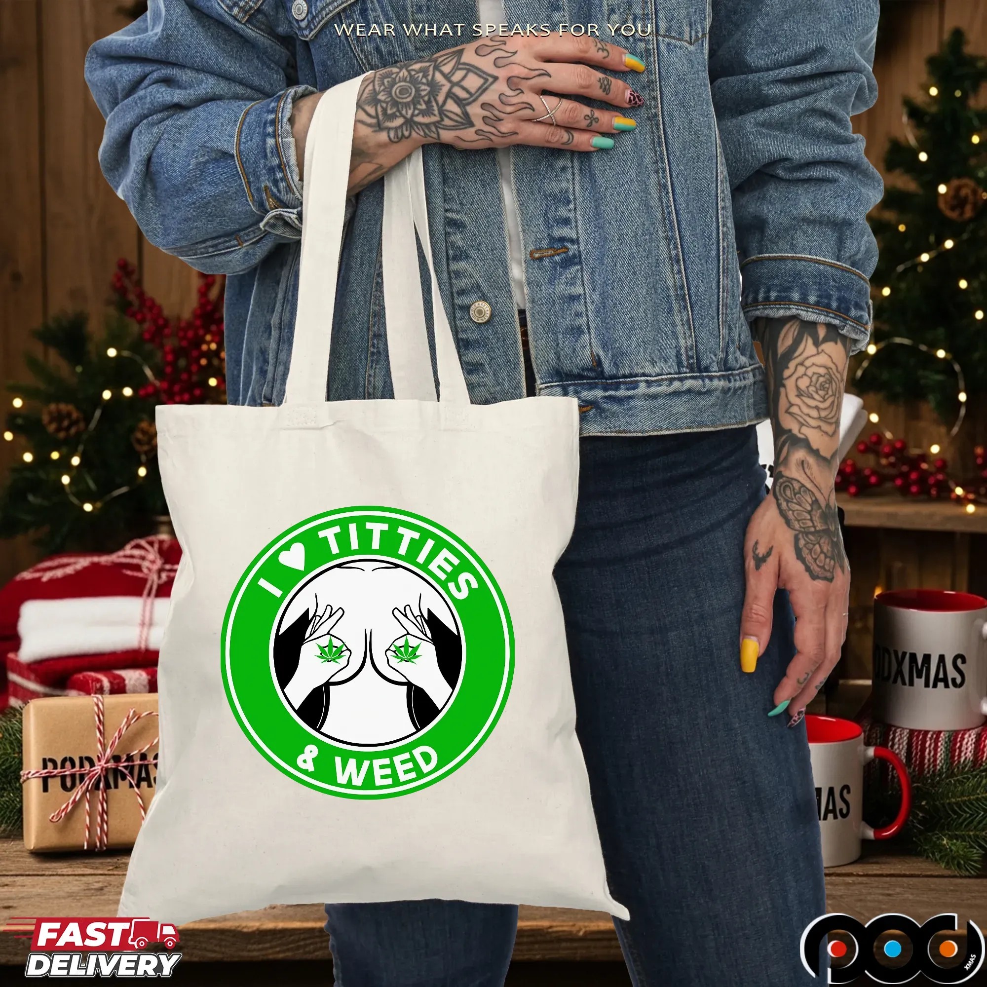 I Love Titties & Weed Logo T Shirt