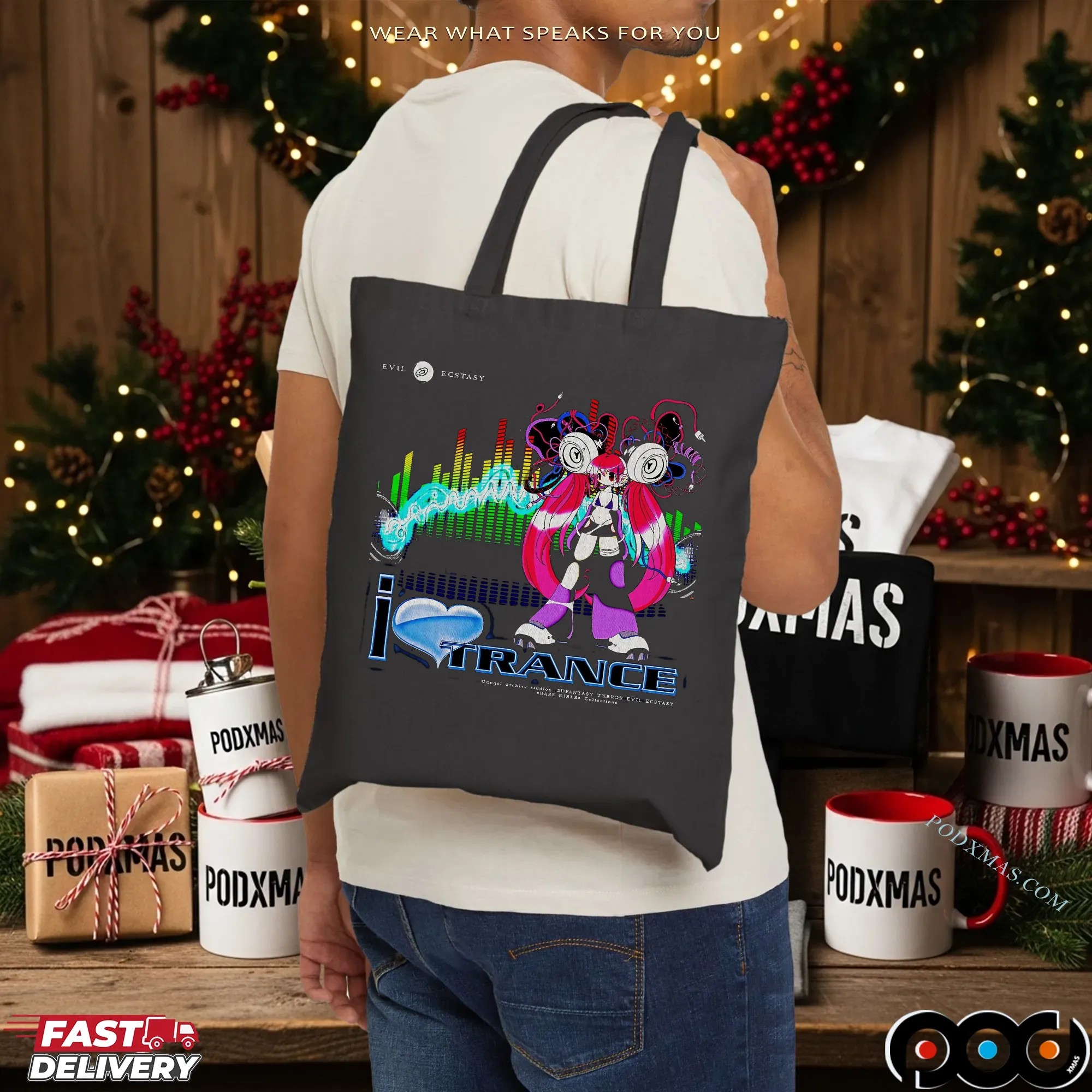 I Love Trance Bass Girls 2dfantasy Txrror Evil Ecstasy Graphic T Shirt