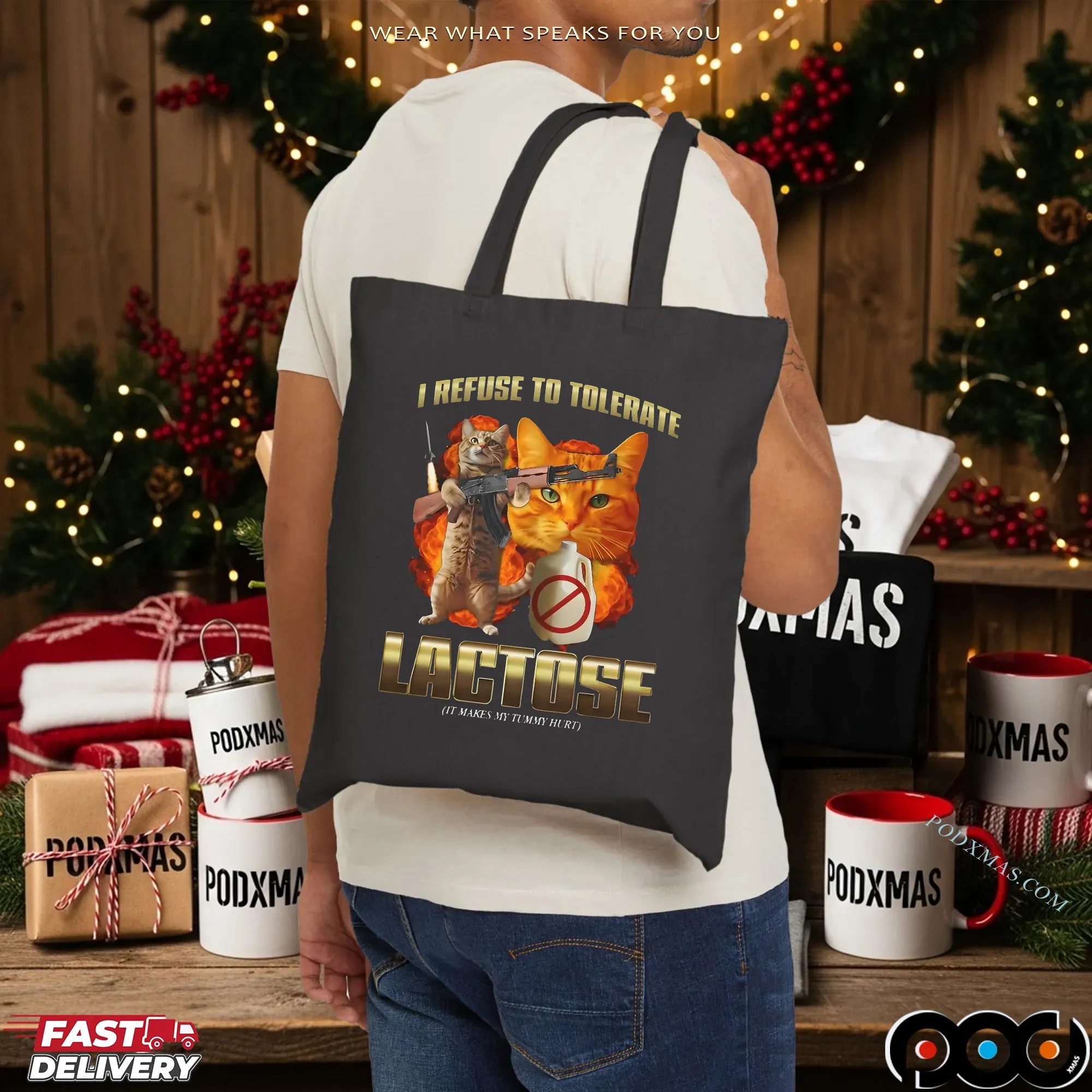 I Refuse To Tolerate Lactose It Makes My Tummy Hurt Cat Vintage Bootleg T Shirt