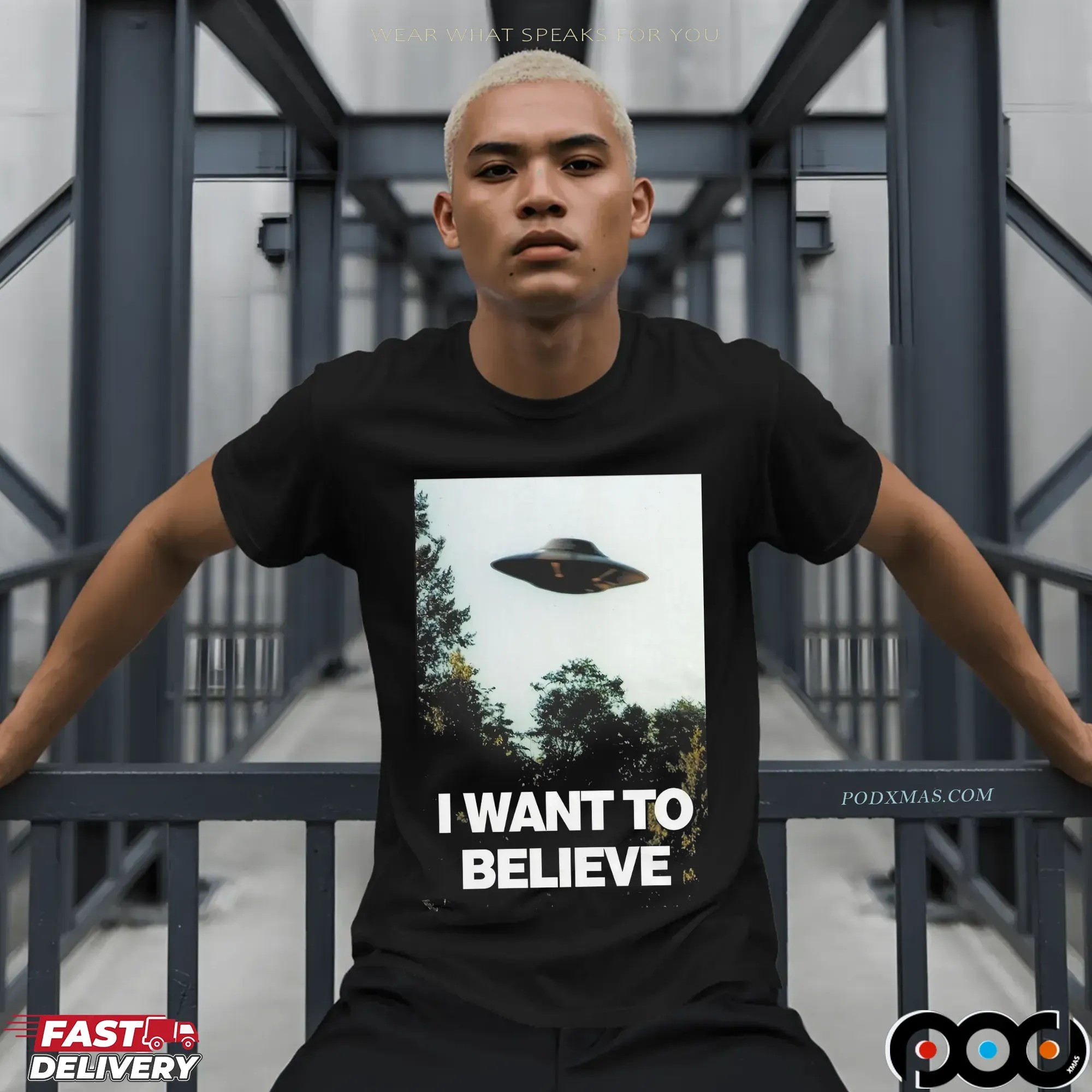 I Want To Believe Alien and UFO Retro T Shirt