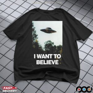 I Want To Believe Alien and UFO Retro T Shirt