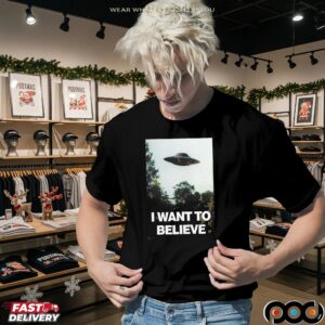 I Want To Believe Alien and UFO Retro T Shirt