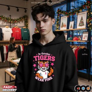 In October Tigers Wear Pink Breast Cancer Awareness School Spirit T Shirt