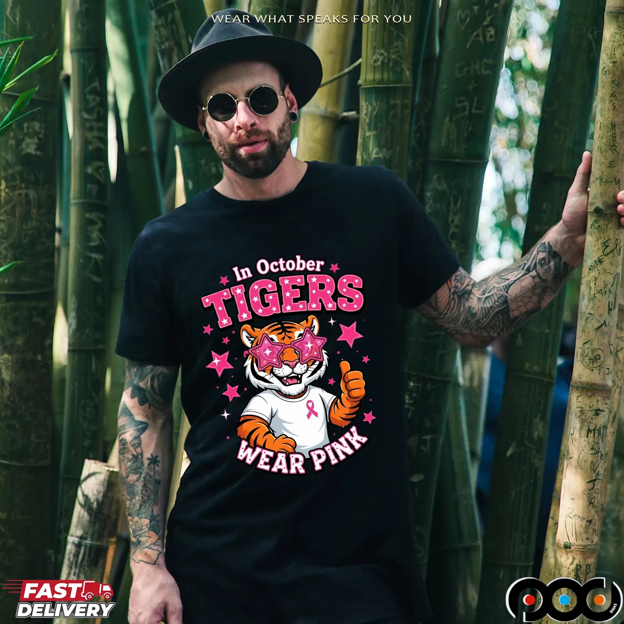 In October Tigers Wear Pink Breast Cancer Awareness School Spirit T Shirt