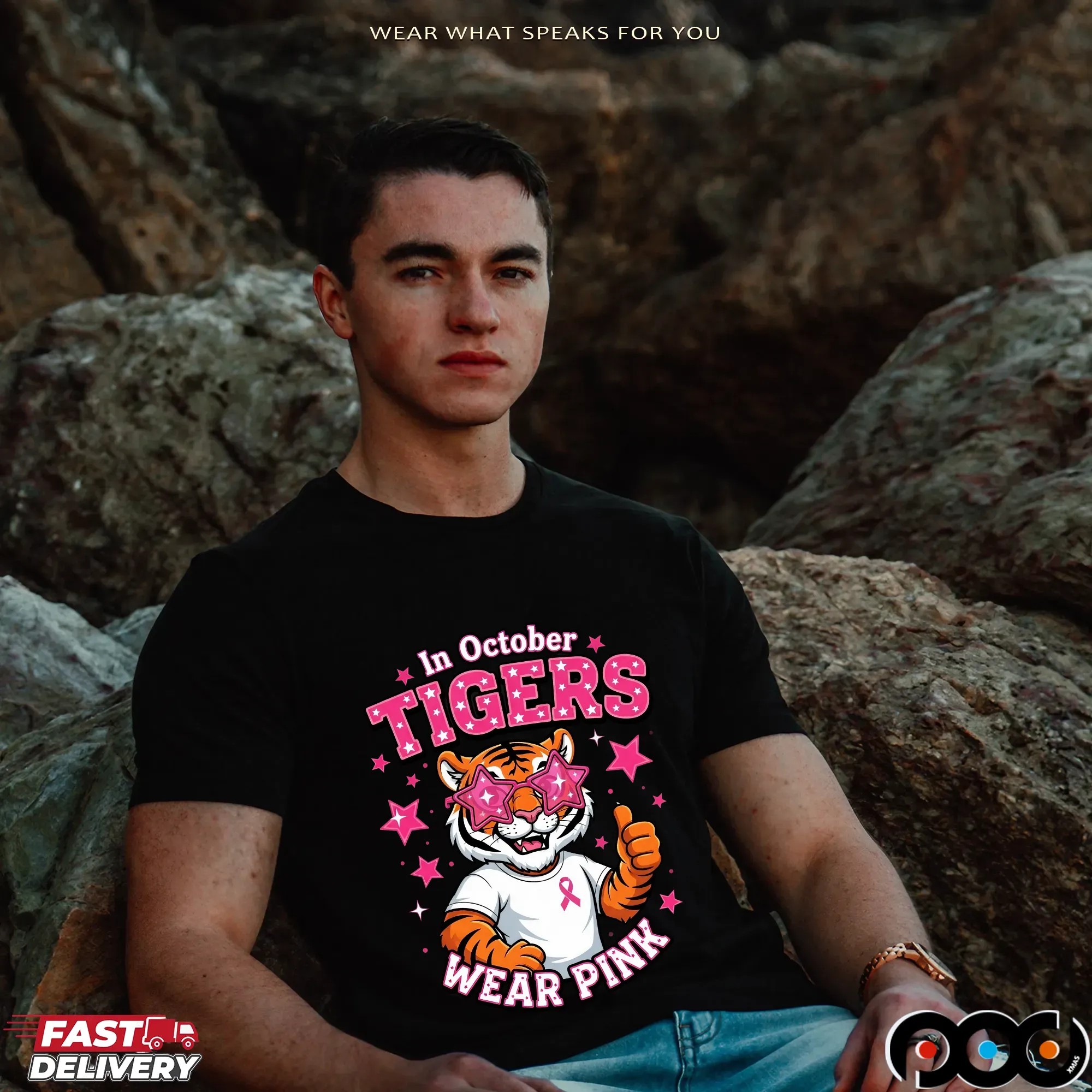In October Tigers Wear Pink Breast Cancer Awareness School Spirit T Shirt