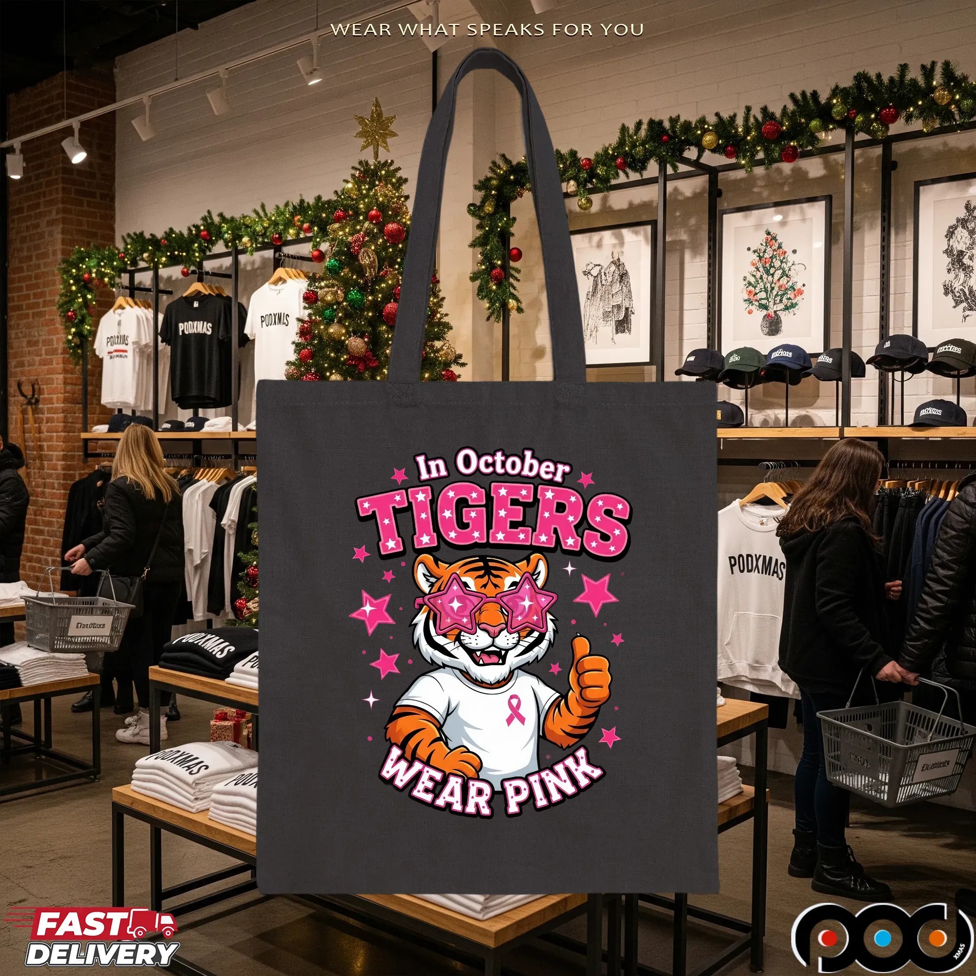 In October Tigers Wear Pink Breast Cancer Awareness School Spirit T Shirt