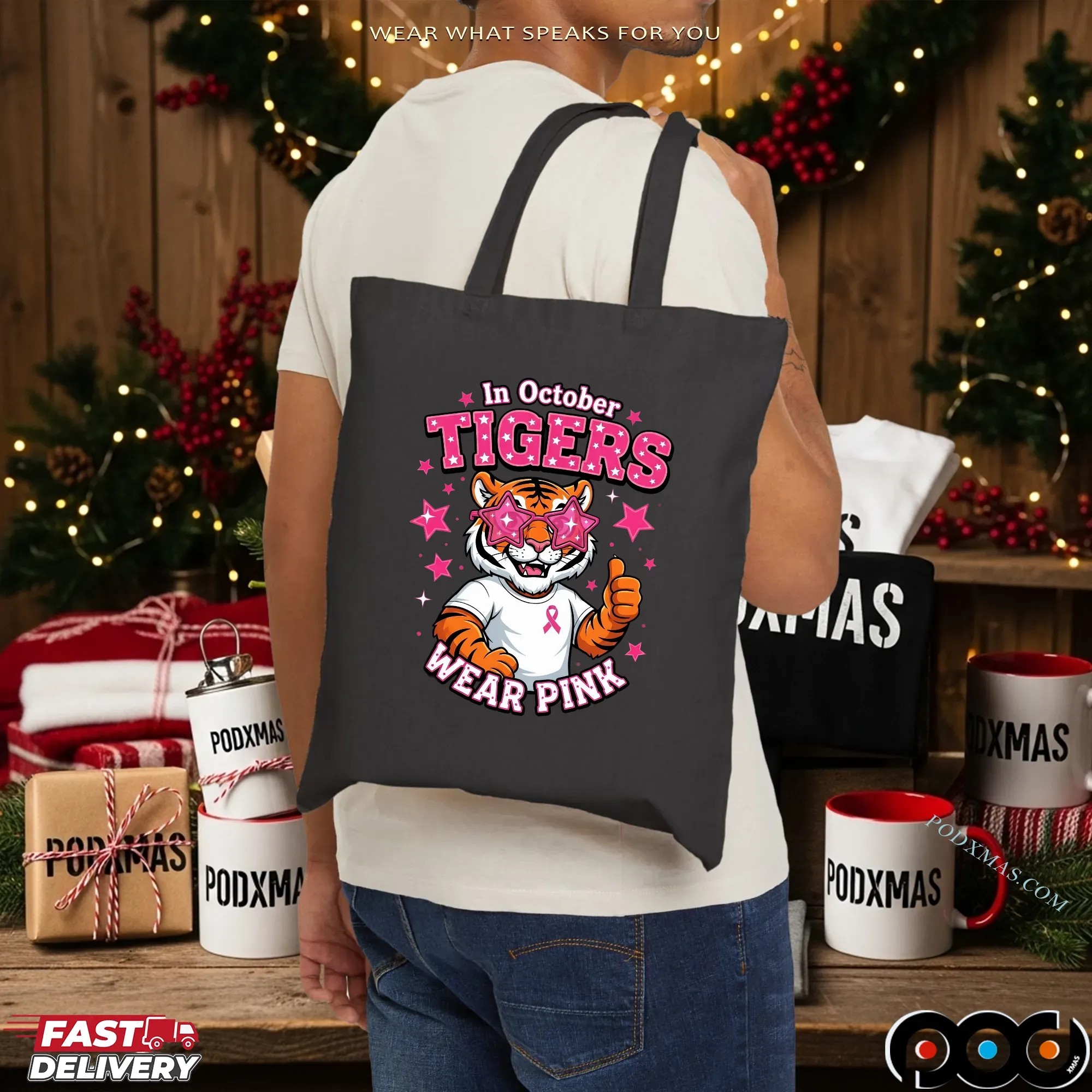 In October Tigers Wear Pink Breast Cancer Awareness School Spirit T Shirt