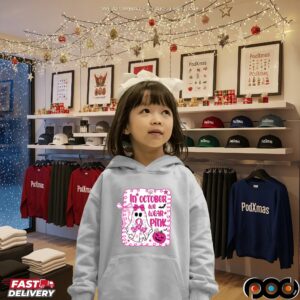 In October We Wear Pink Breast Cancer Awareness Halloween Pink Ghost T Shirt