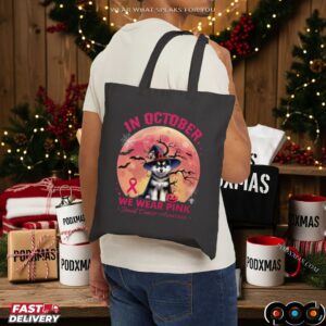 In October We Wear Pink Breast Cancer Awarness Husky Halloween T Shirt