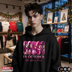 In October We Wear Pink, Breast Cancer Survivor, Pink Breast Cancer,Horror Movie Pink, Pink Slasher Movie,Friends Horror Shirt