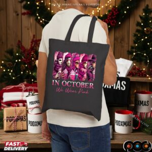 In October We Wear Pink, Breast Cancer Survivor, Pink Breast Cancer,Horror Movie Pink, Pink Slasher Movie,Friends Horror Shirt