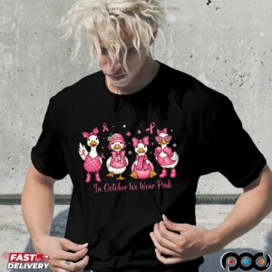 In October We Wear Pink Goose Preppy Breast Cancer Awareness Halloween T Shirt