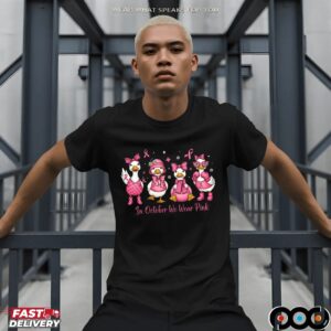 In October We Wear Pink Goose Preppy Breast Cancer Awareness Halloween T Shirt