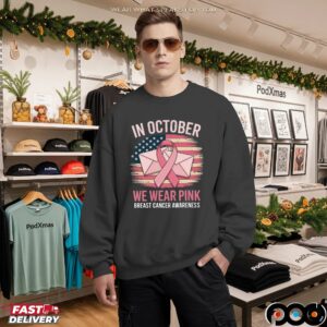 In October We Wear Pink Postal Worker Breast Cancer Awareness Mail Carrier T Shirt