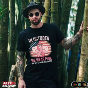 In October We Wear Pink Postal Worker Breast Cancer Awareness Mail Carrier T Shirt