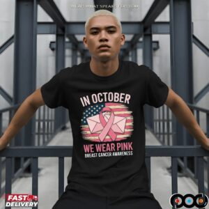 In October We Wear Pink Postal Worker Breast Cancer Awareness Mail Carrier T Shirt